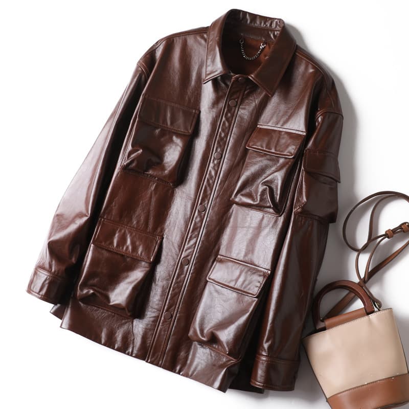 レザージャケット専門店 上質本革マルチポケットミリタリージャケット