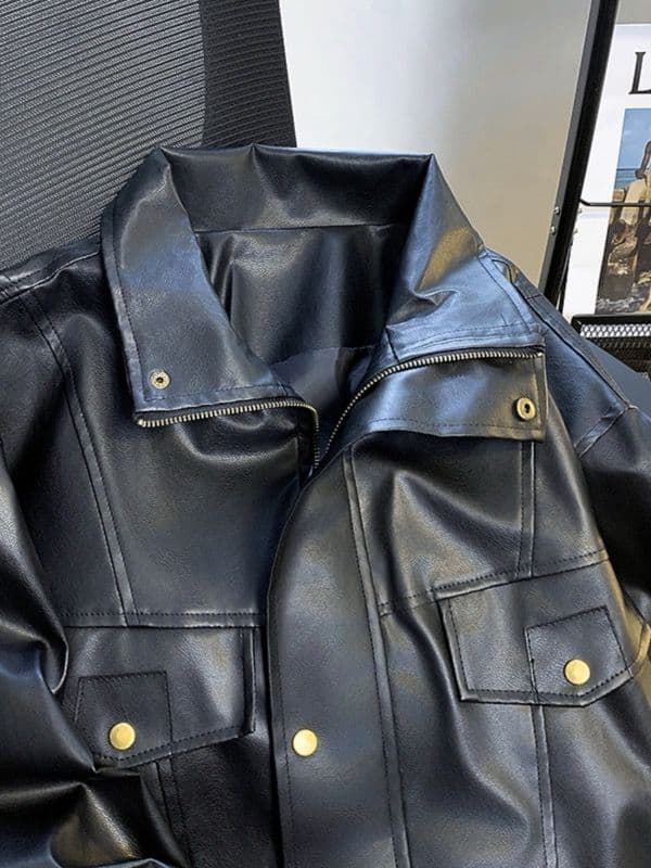 レザージャケット メンズ合成革ライダースジャケット黒