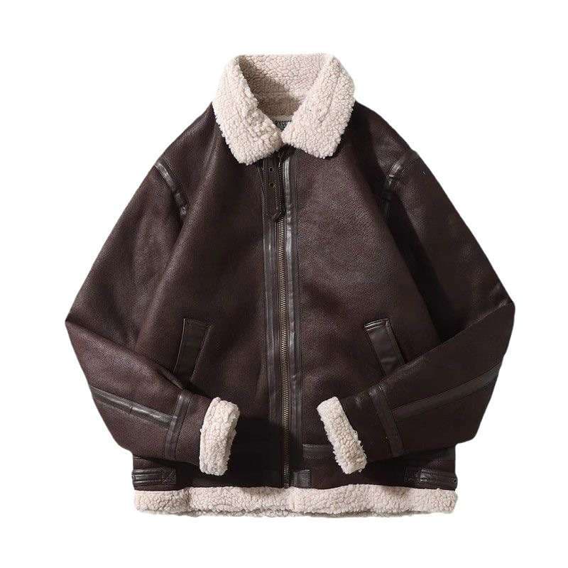 レザージャケット専門店 暖か裏ボアムートンライダースジャケット