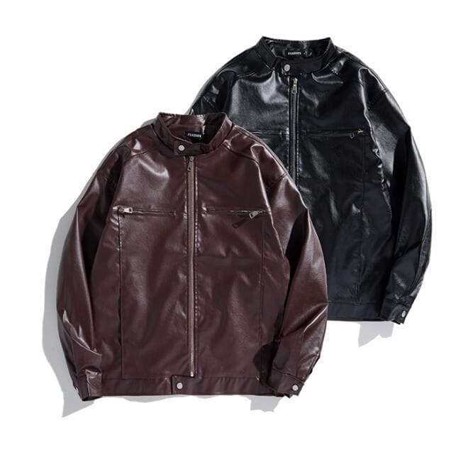 レザージャケット 春秋メンズ本革風ライダースジャケット