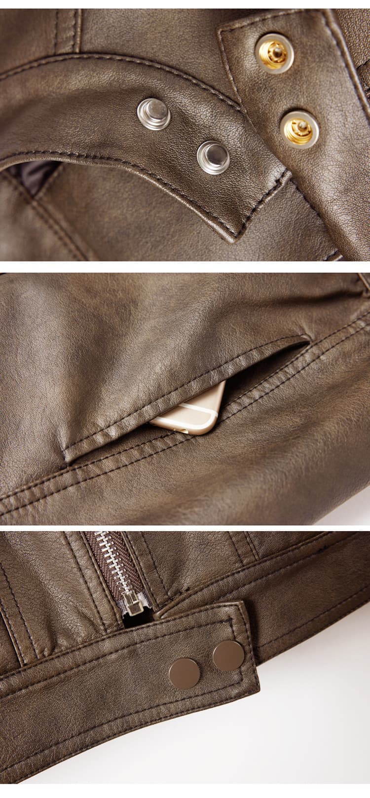 【女性向け】レザージャケット専門店 シンプルデザイン スタンドカラーブルゾン