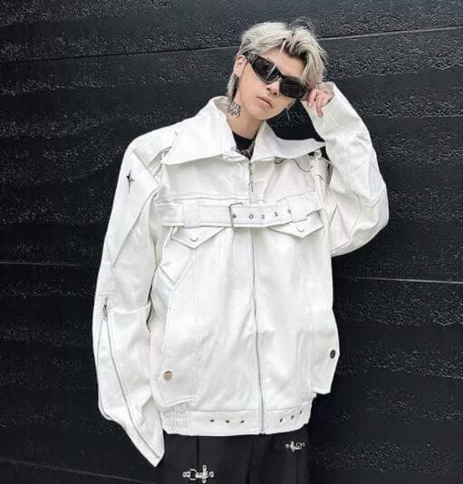 レザージャケット メンズ 黒 合成皮革 オーバーサイズ ライダース ジャケット