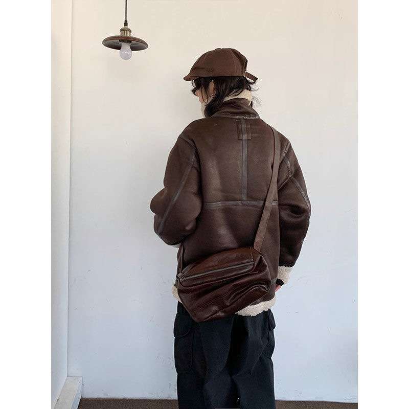 レザージャケット専門店 暖か裏ボアムートンライダースジャケット