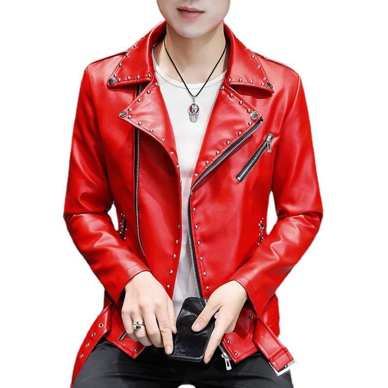 レザージャケット専門店 スタッズ装飾メタリックライダース