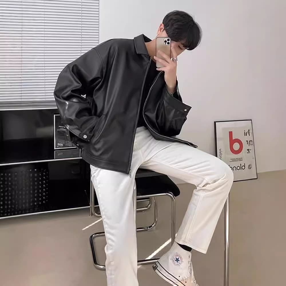 レザージャケット専門店 オーバーサイズレザージップブルゾン