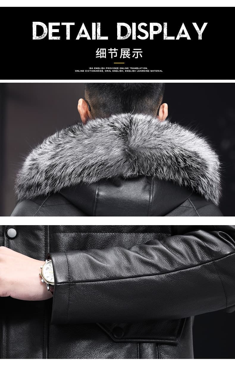 レザージャケット専門店 フード付きロングレザーコート