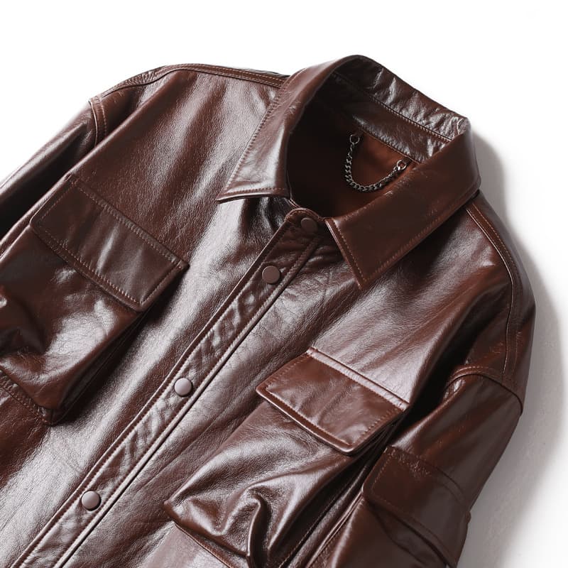 レザージャケット専門店 上質本革マルチポケットミリタリージャケット