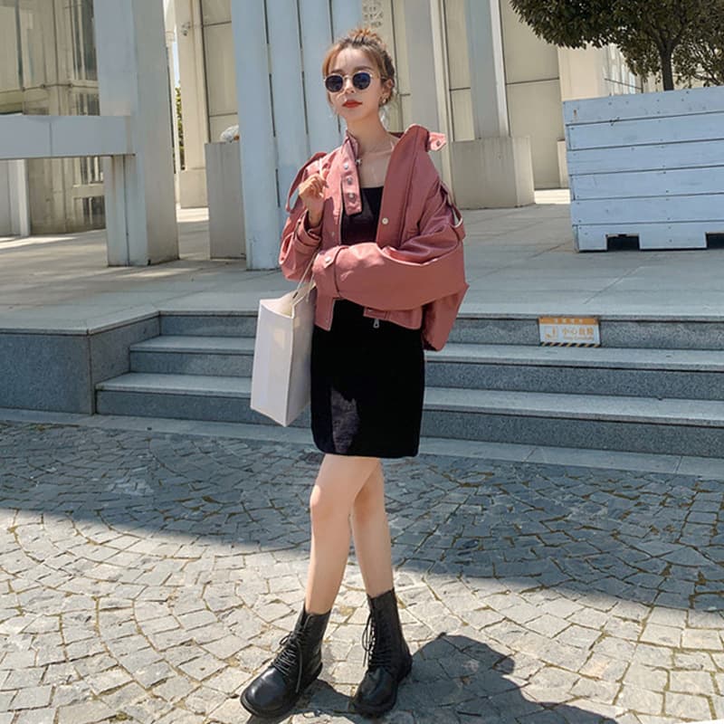 【女性向け】レザージャケット専門店 バルーンスリーブショートブルゾン