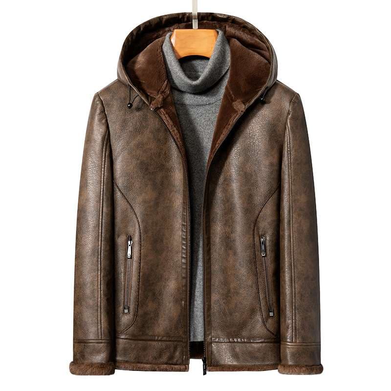 レザージャケット専門店 フード付き冬仕様高級裏ボア本革ジャケット