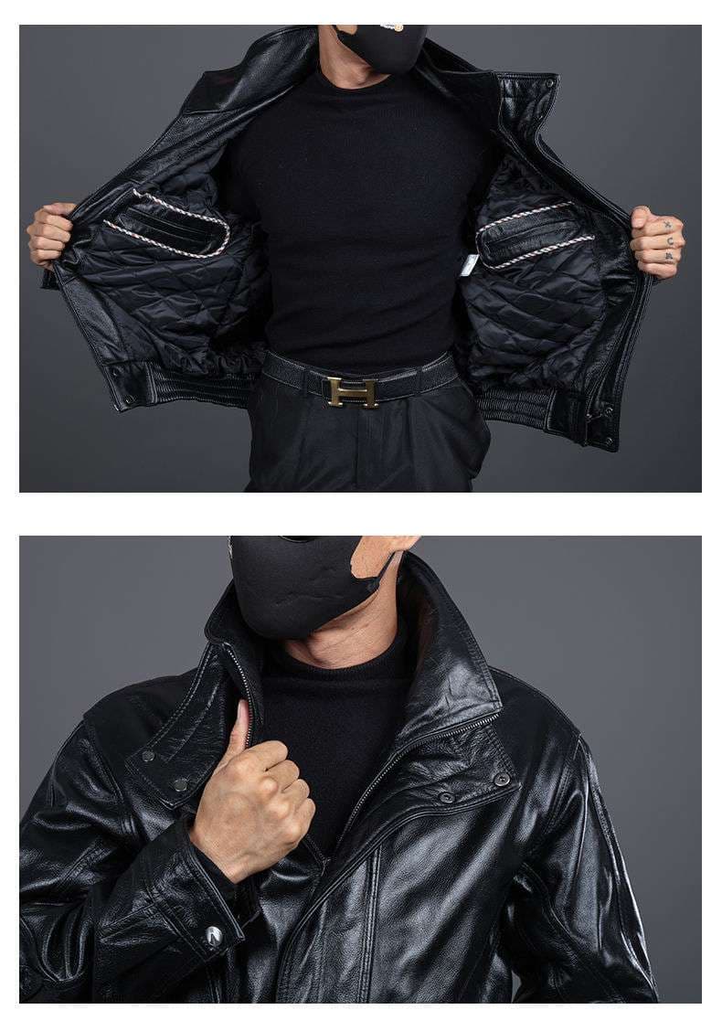 レザージャケット専門店 柔らか上質仔牛革 ハイネックブルゾン