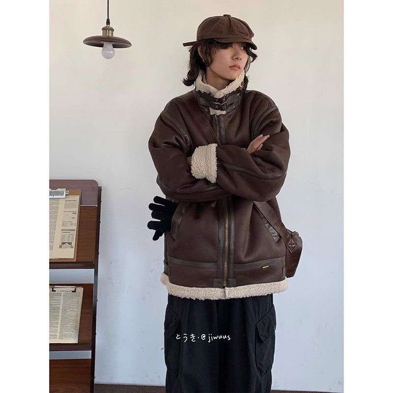 レザージャケット専門店 暖か裏ボアムートンライダースジャケット