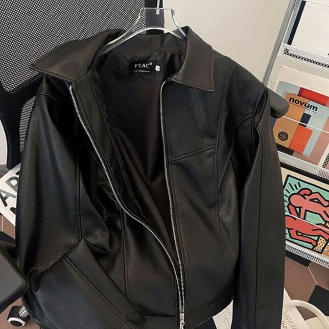 レザージャケット 黒革風ライダースジャケット フェイクレザー上着