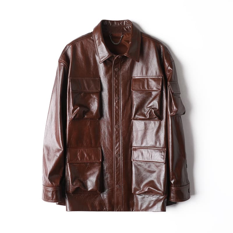 レザージャケット専門店 上質本革マルチポケットミリタリージャケット