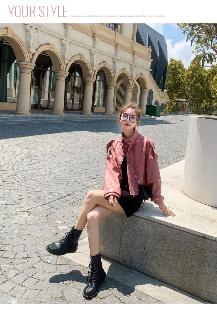 【女性向け】レザージャケット専門店 バルーンスリーブショートブルゾン