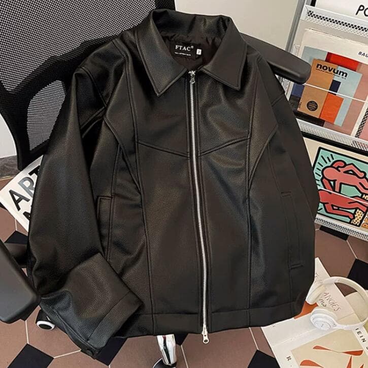 レザージャケット 黒革風ライダースジャケット フェイクレザー上着