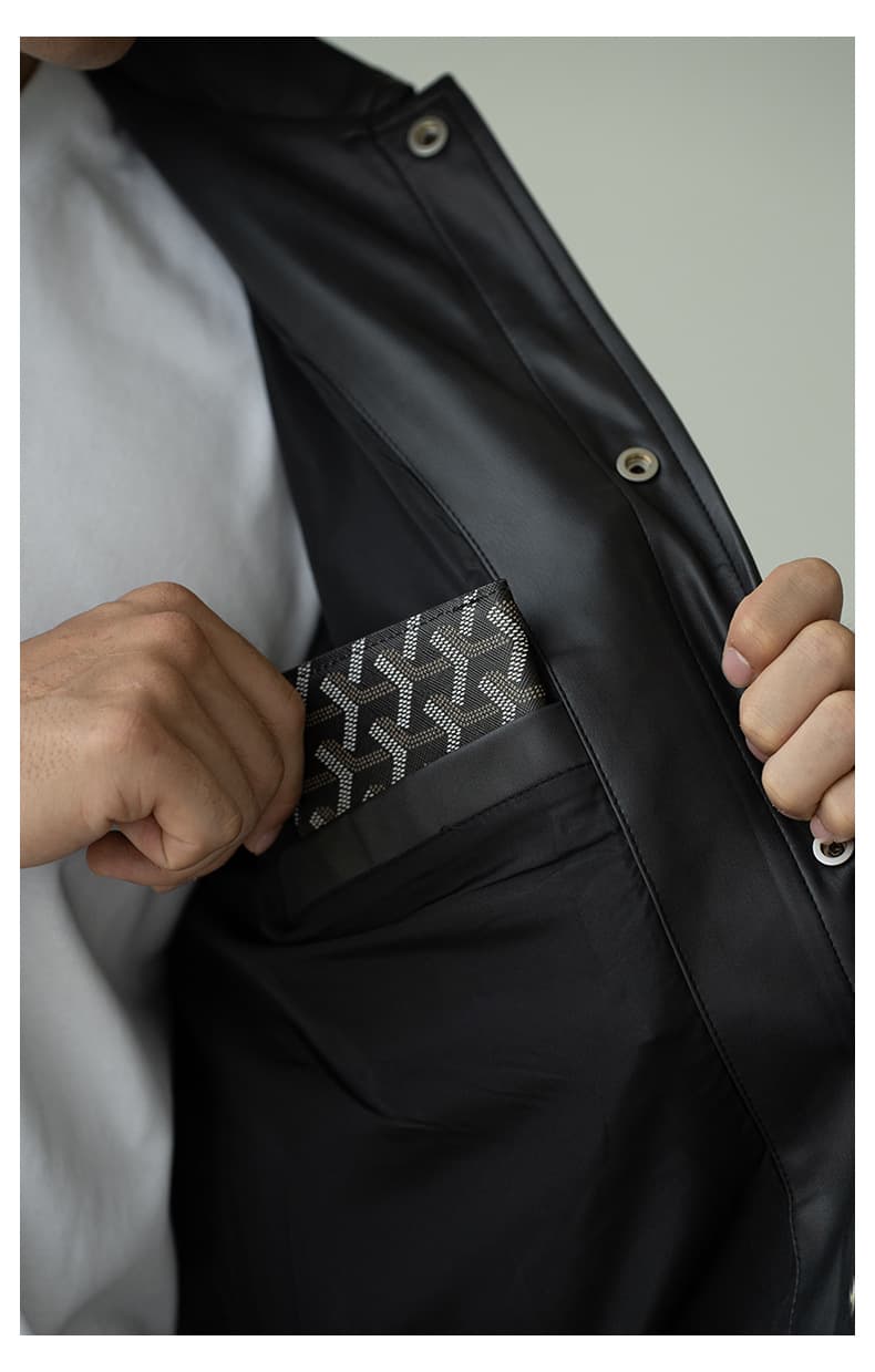 レザージャケット シャツ襟デザインシングルボタンライダースジャケット