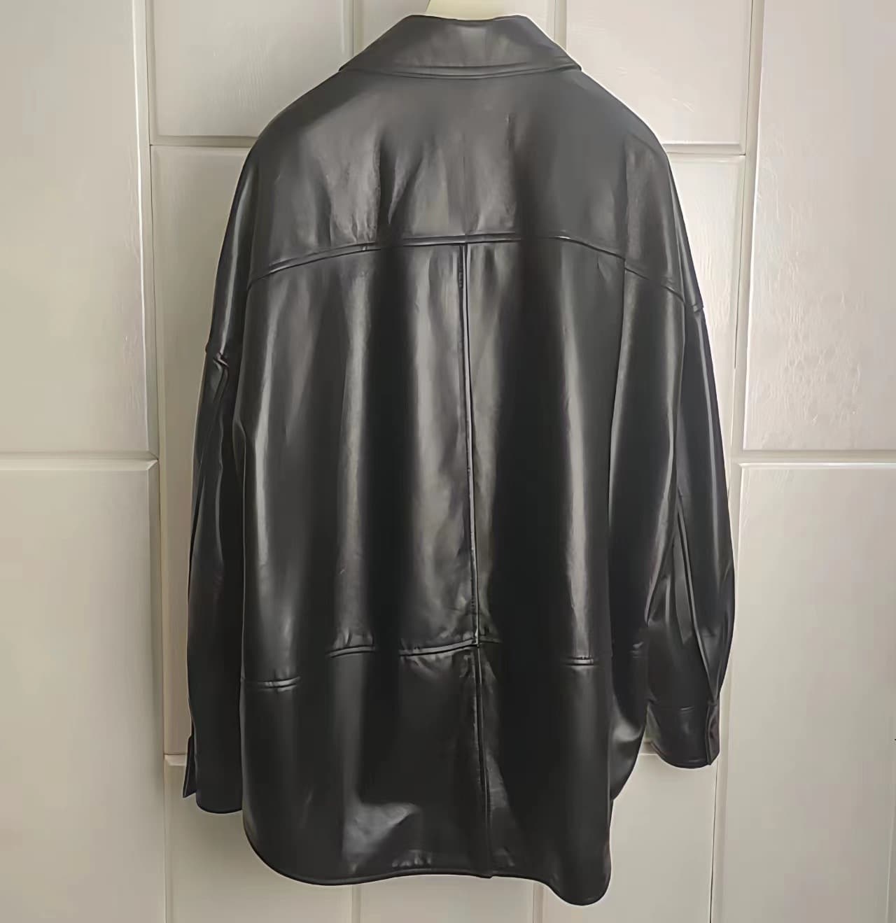 【女性向け】レザージャケット専門店 シャツカラーオーバーフィットレザーコート