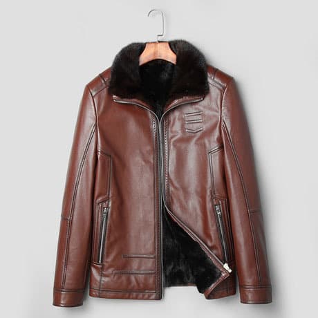 レザージャケット専門店 プレミアム毛皮襟付きレザーブルゾン