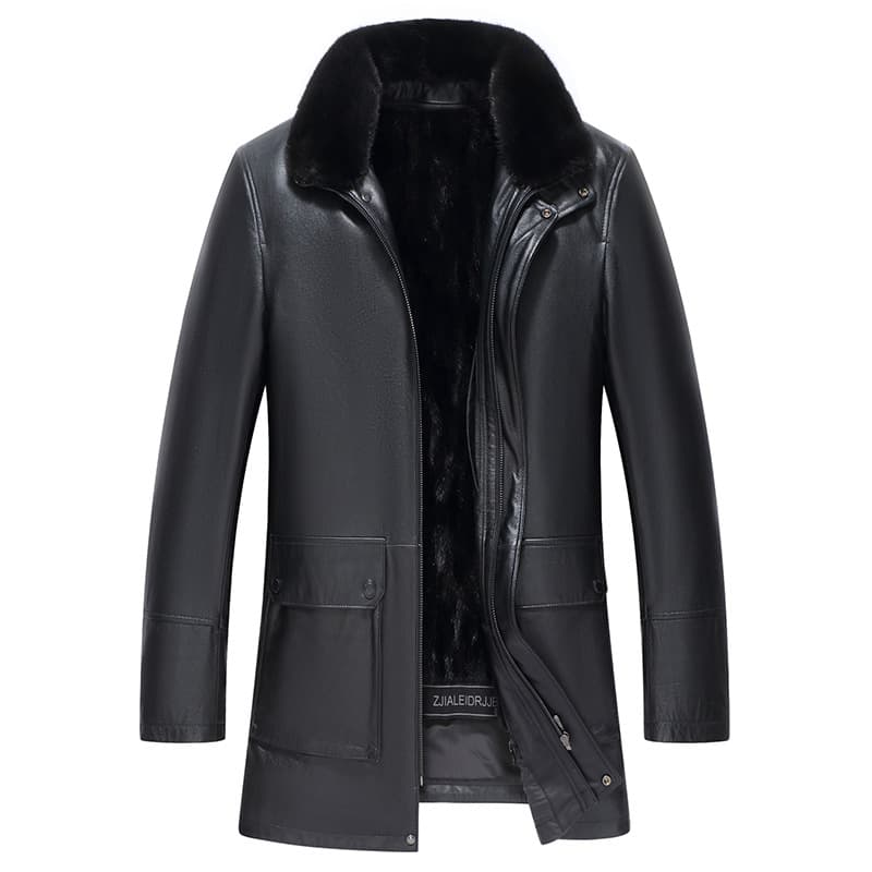 レザージャケット専門店 毛皮襟付きロングコート