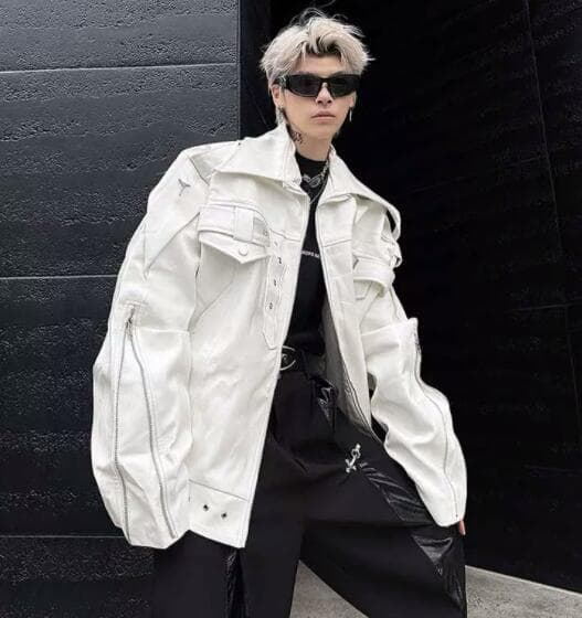 レザージャケット メンズ 黒 合成皮革 オーバーサイズ ライダース ジャケット