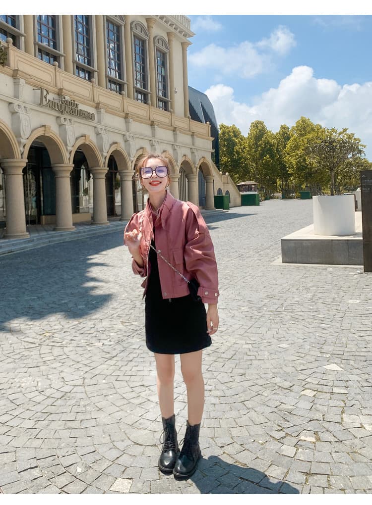 【女性向け】レザージャケット専門店 バルーンスリーブショートブルゾン