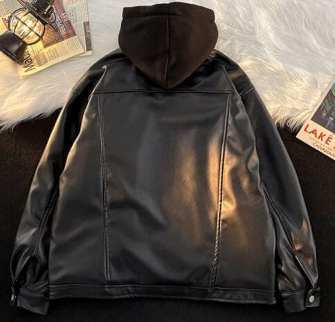 秋冬メンズ本革フード付きレザージャケット ブルゾン