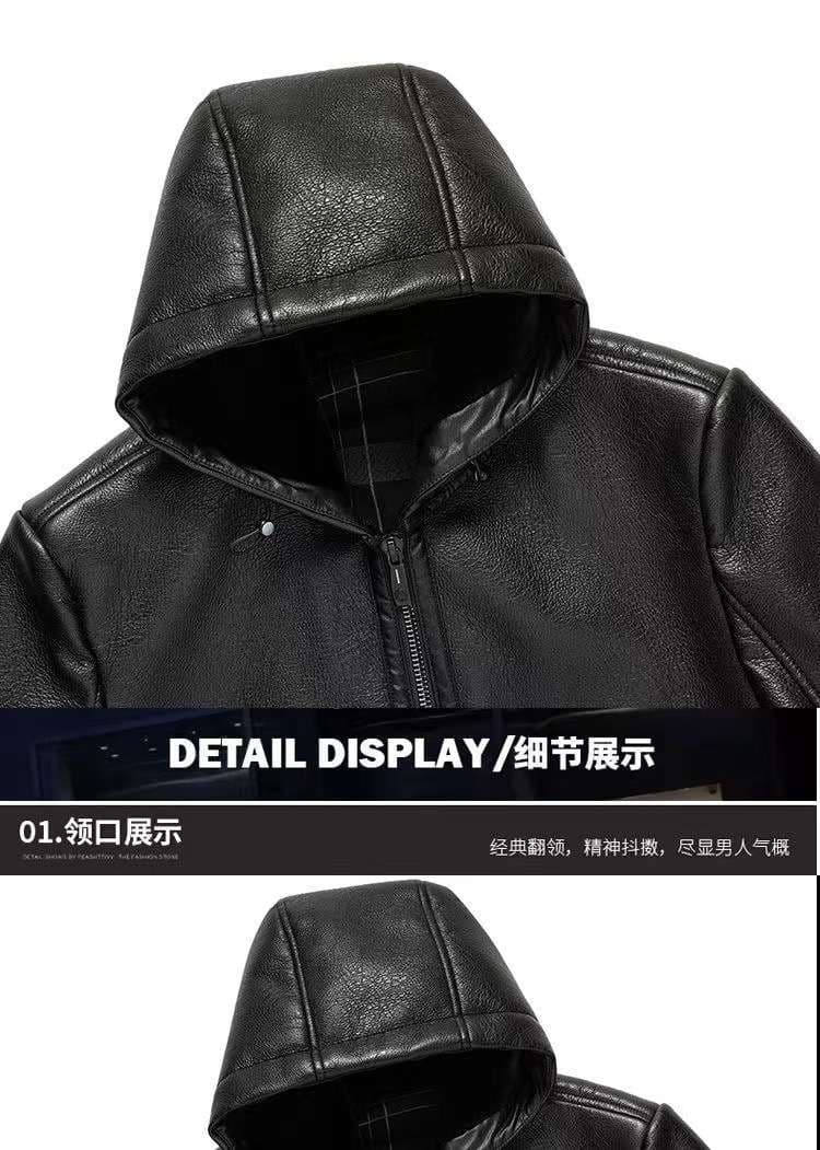 レザージャケット専門店 フード付き冬仕様高級裏ボア本革ジャケット