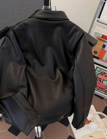 レザージャケット 黒革風ライダースジャケット フェイクレザー上着