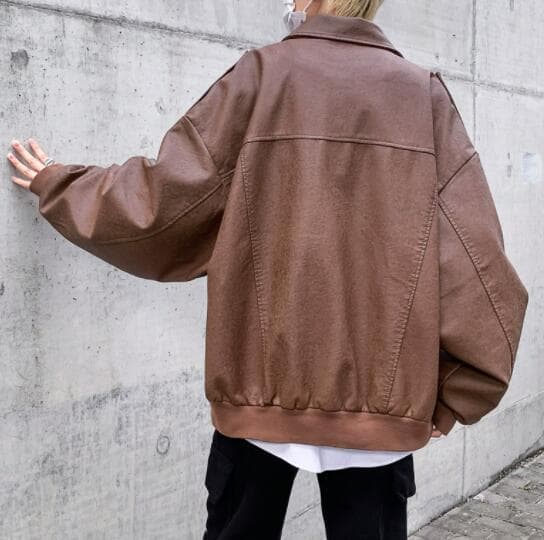 秋冬メンズ革ジャン大きめポケット付きレザージャケット ブルゾン