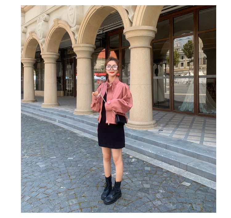 【女性向け】レザージャケット専門店 バルーンスリーブショートブルゾン