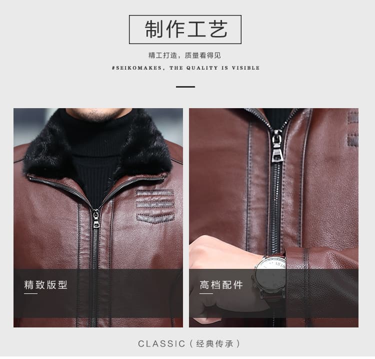 レザージャケット専門店 プレミアム毛皮襟付きレザーブルゾン