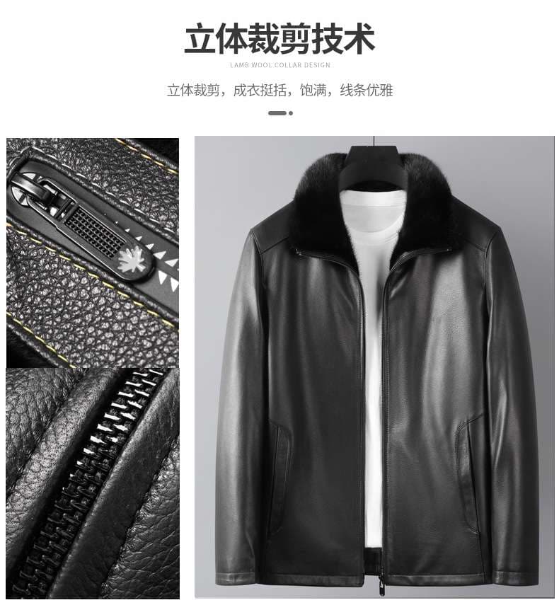 レザージャケット専門店 毛皮ファー付き上質本革テーラードジャケット
