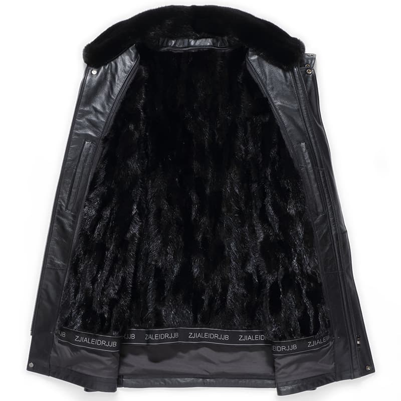 レザージャケット専門店 毛皮襟付きロングコート