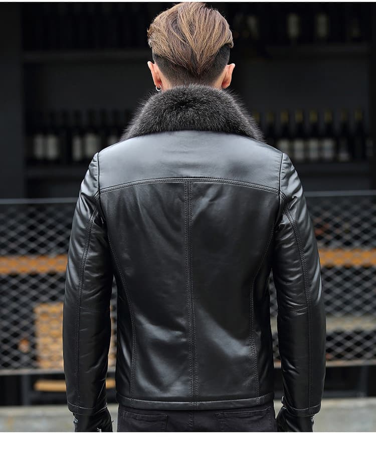 レザージャケット専門店 高級毛皮襟付きレザーコート