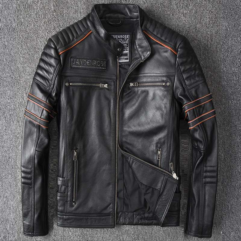 レザージャケット専門店 スカル刺繍入りクラシックライダース