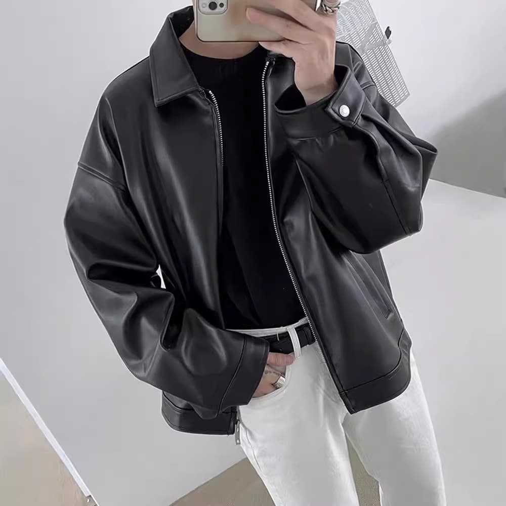 レザージャケット専門店 オーバーサイズレザージップブルゾン