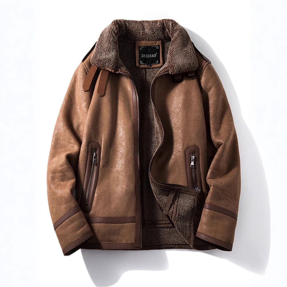 レザージャケット専門店 ムートンファー襟 ボリューム裏ボアブルゾン