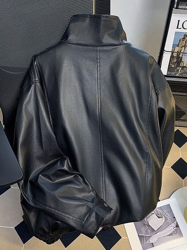 レザージャケット メンズ合成革ライダースジャケット黒
