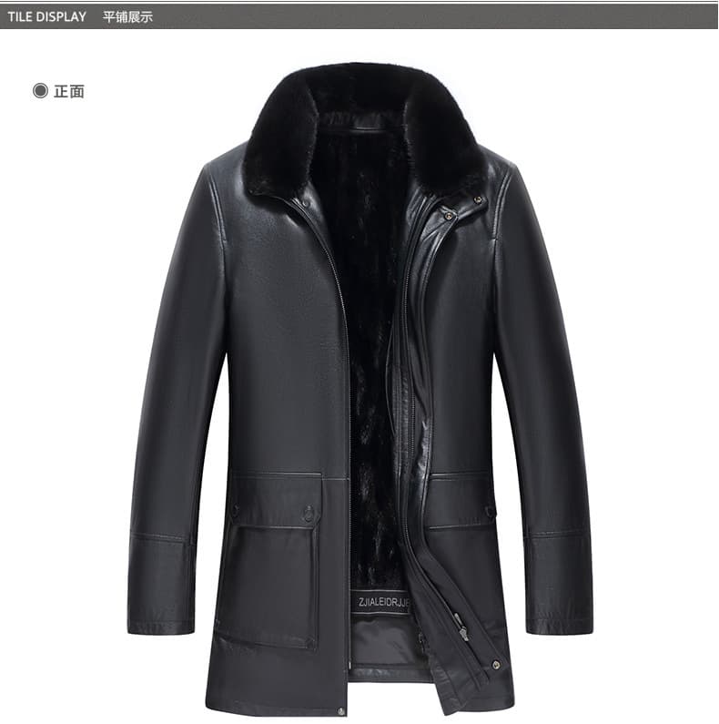 レザージャケット専門店 毛皮襟付きロングコート
