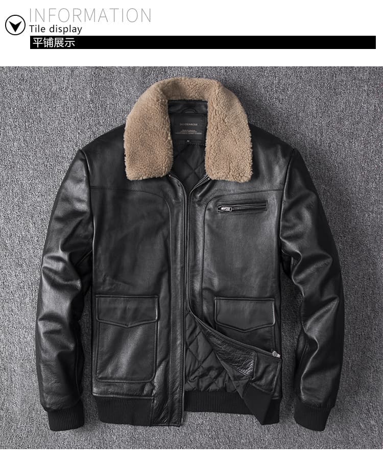 レザージャケット専門店 ムートンボア付き本革ライダースブルゾン