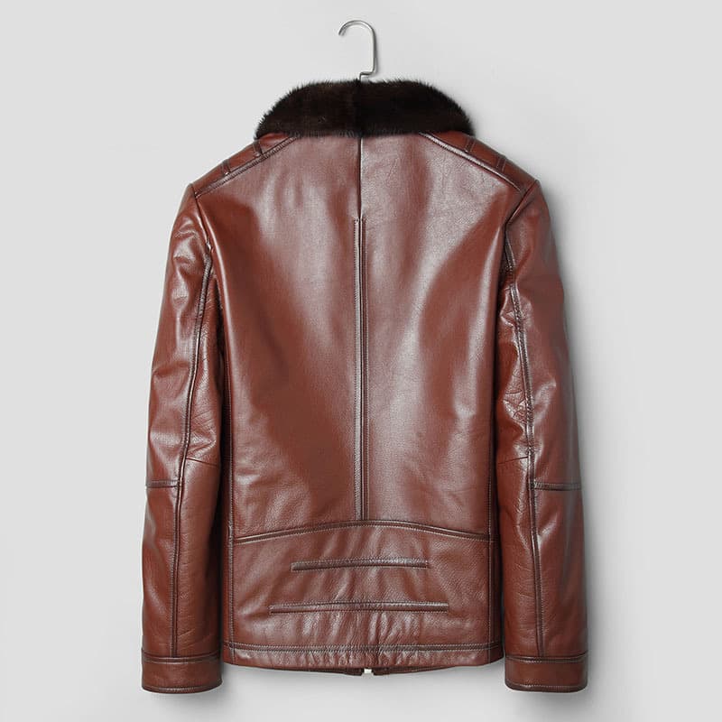 レザージャケット専門店 プレミアム毛皮襟付きレザーブルゾン