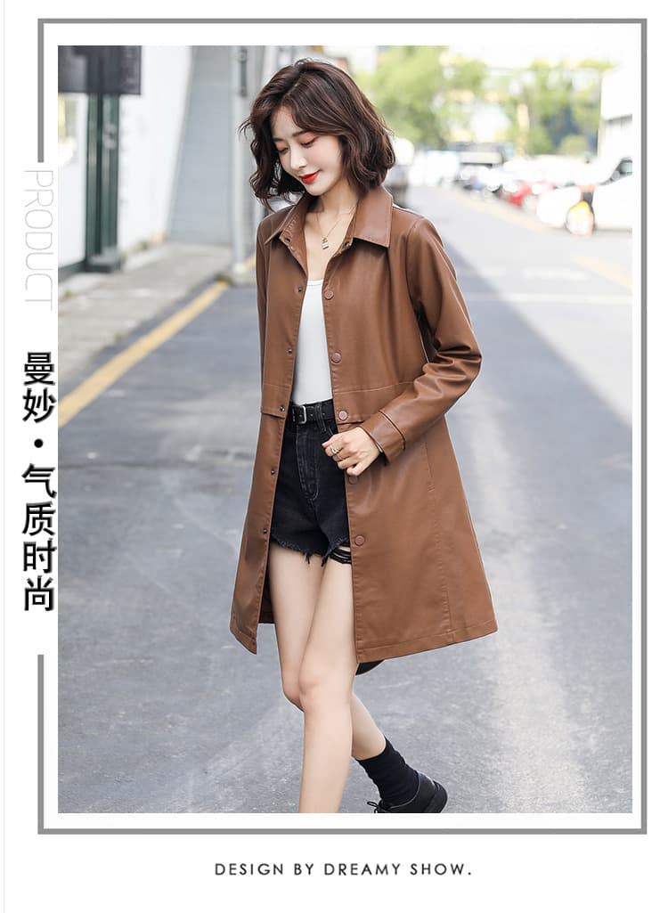 【女性向け】レザージャケット専門店 ミリタリー調レザーロングコート