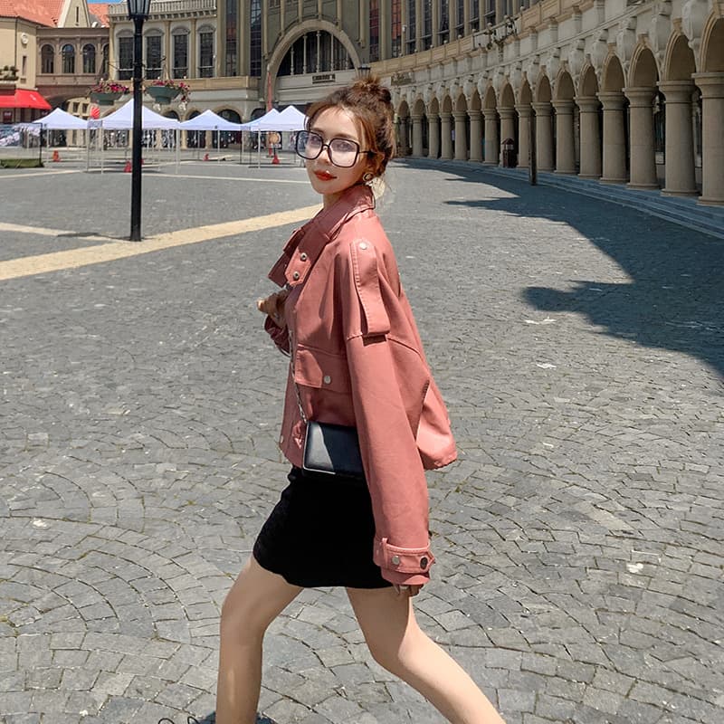 【女性向け】レザージャケット専門店 バルーンスリーブショートブルゾン