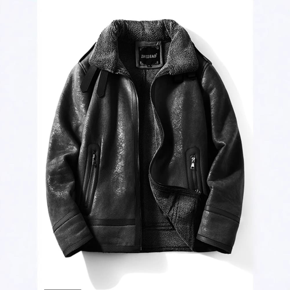 レザージャケット専門店 ムートンファー襟 ボリューム裏ボアブルゾン