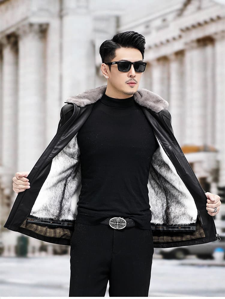 レザージャケット専門店 ボアファー付き高級防寒ジャケット