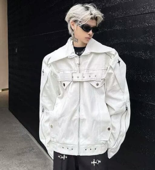 レザージャケット メンズ 黒 合成皮革 オーバーサイズ ライダース ジャケット