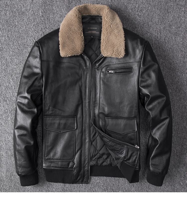 レザージャケット専門店 ムートンボア付き本革ライダースブルゾン