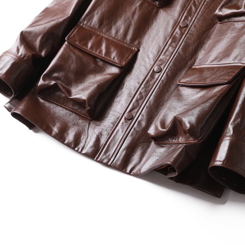 レザージャケット専門店 上質本革マルチポケットミリタリージャケット