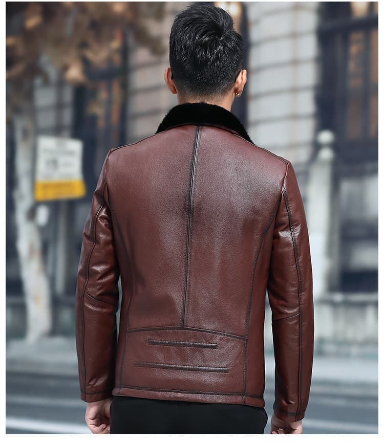 レザージャケット専門店 プレミアム毛皮襟付きレザーブルゾン