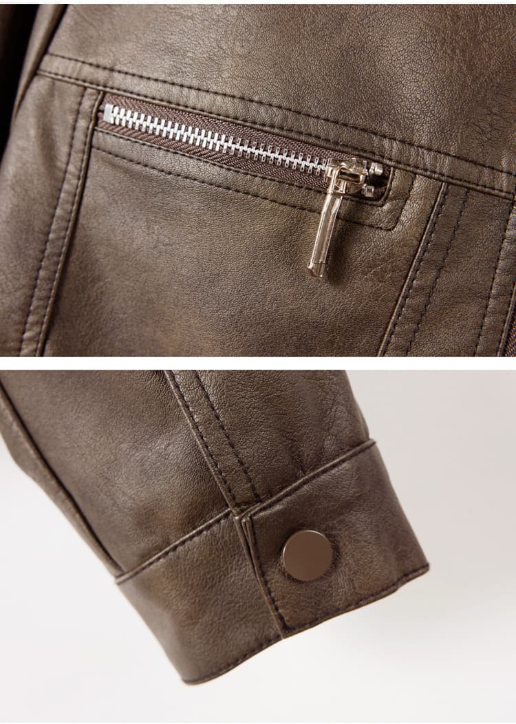 【女性向け】レザージャケット専門店 シンプルデザイン スタンドカラーブルゾン